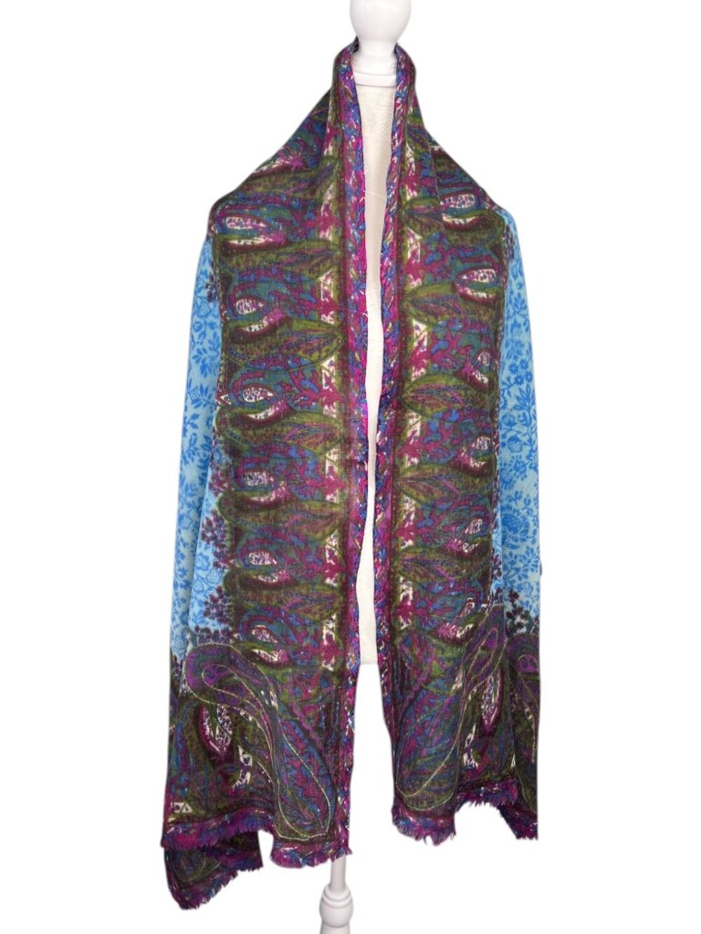 Lucky Brand Wool Scarf Wrap Paisley Multicolor / Flawed
